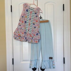 Matilda Jane Floral and Light Blue Kids Matching Set